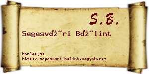 Segesvári Bálint névjegykártya